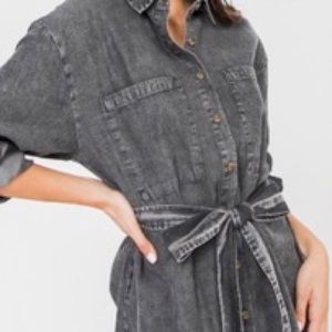 Black Acid Denim Dress